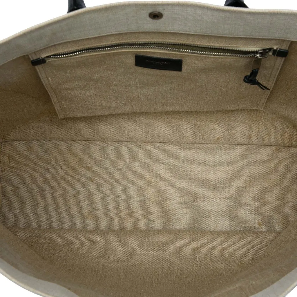 Saint Laurent Large Canvas Rive Gauche Tote Beige Very good - Model View