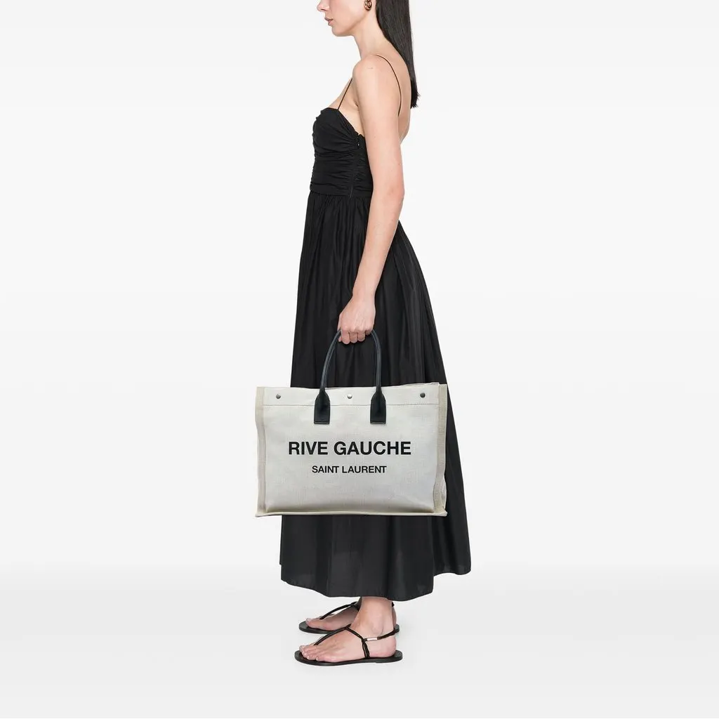 Saint Laurent Large Canvas Rive Gauche Tote Beige Very good - Box View