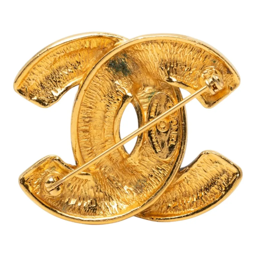 Chanel CC Gold Plated Quilted Brooch Gold Metal Very good - Back View