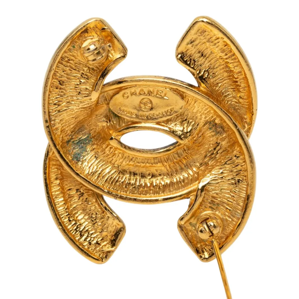 Chanel CC Gold Plated Quilted Brooch Gold Metal Very good - Inside View