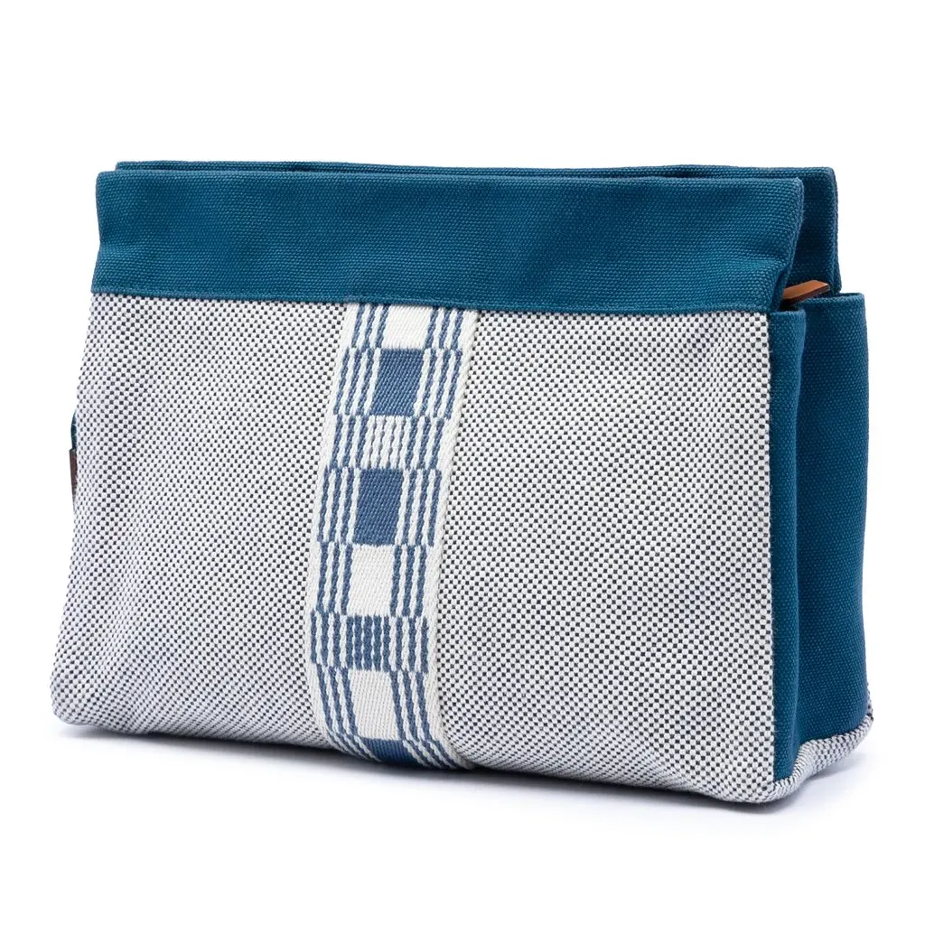 Hermès Toile Trousse de Voyage Jimetou PM Blue Very good - Back View