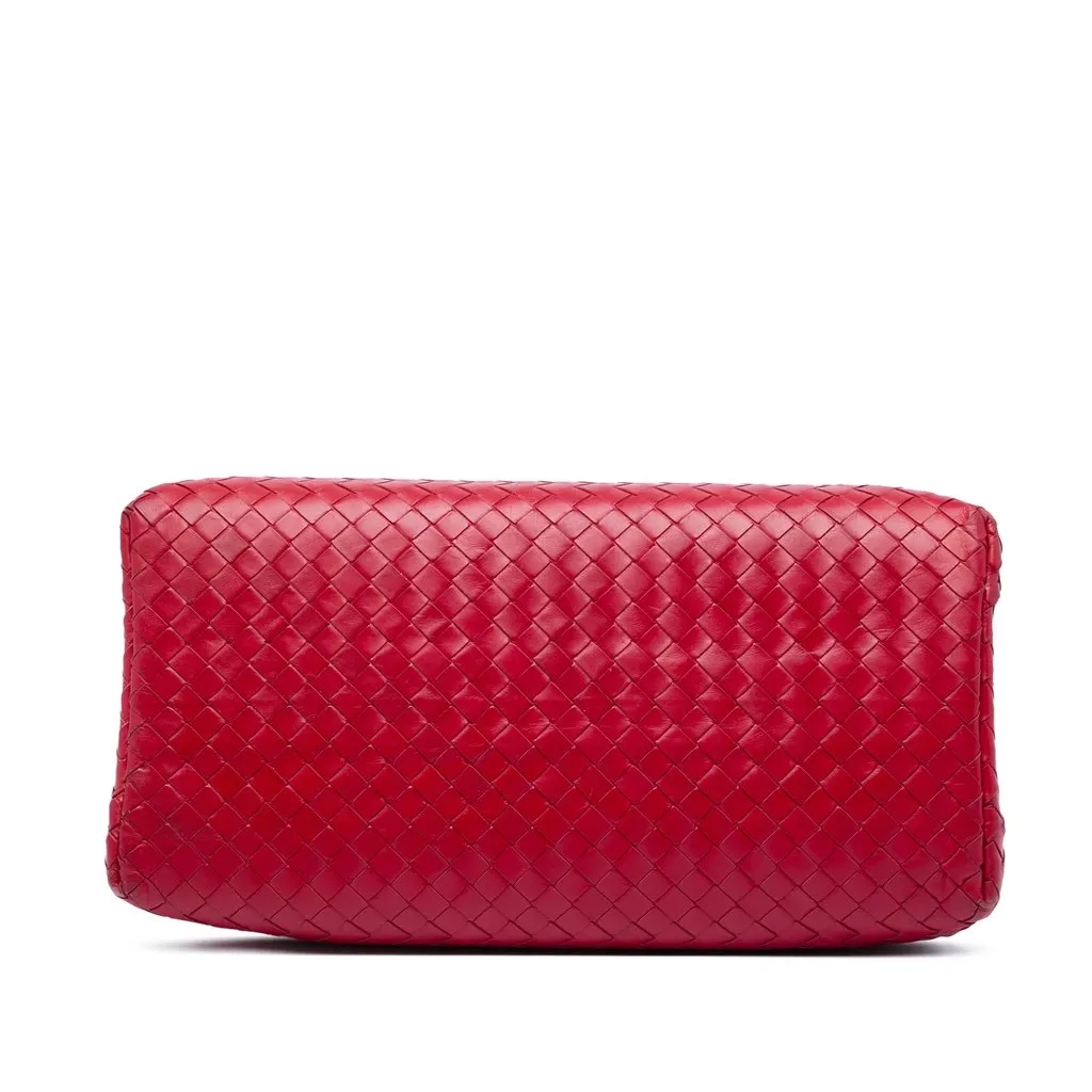 Bottega Veneta Small Nappa Intrecciato Roma Satchel Red Leather Very good - Inside View