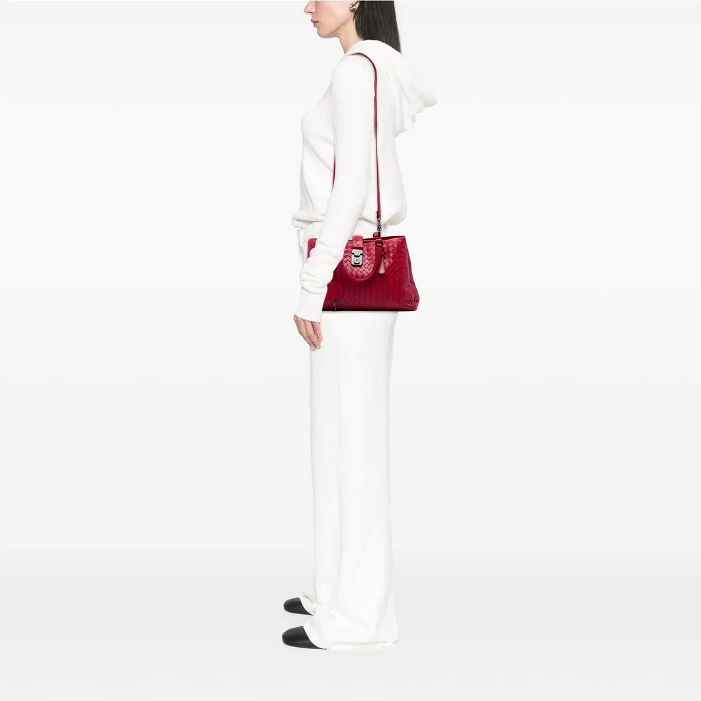 Bottega Veneta Small Nappa Intrecciato Roma Satchel Red Leather Very good - Box View