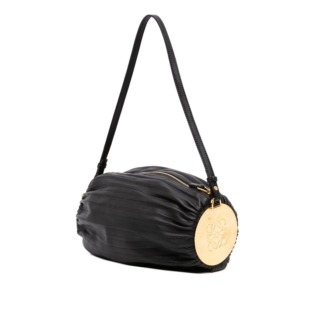 Loewe Pleated Nappa Bracelet Pouch Black Leather Very good - Back View