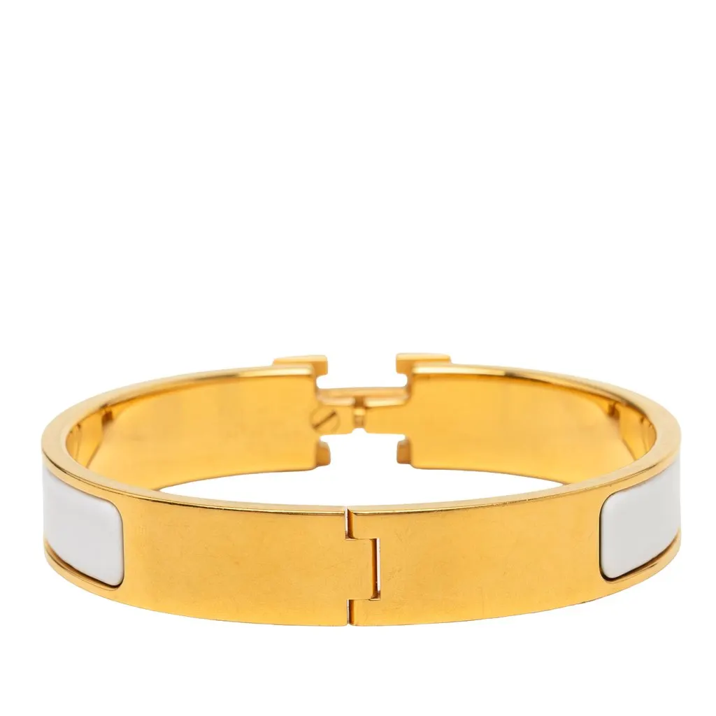 Hermès Narrow Enamel Clic H Bracelet PM White Enamel Very good - Inside View