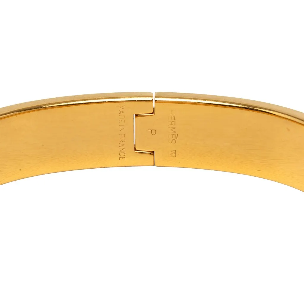Hermès Narrow Enamel Clic H Bracelet PM White Enamel Very good - Model View