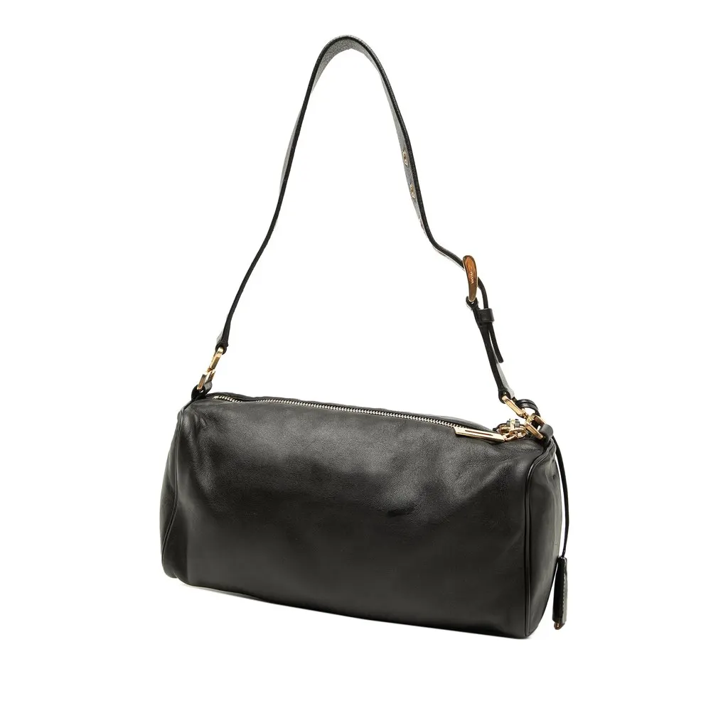 Prada Soft Calf Shoulder Bag Black Leather Very good - Back View