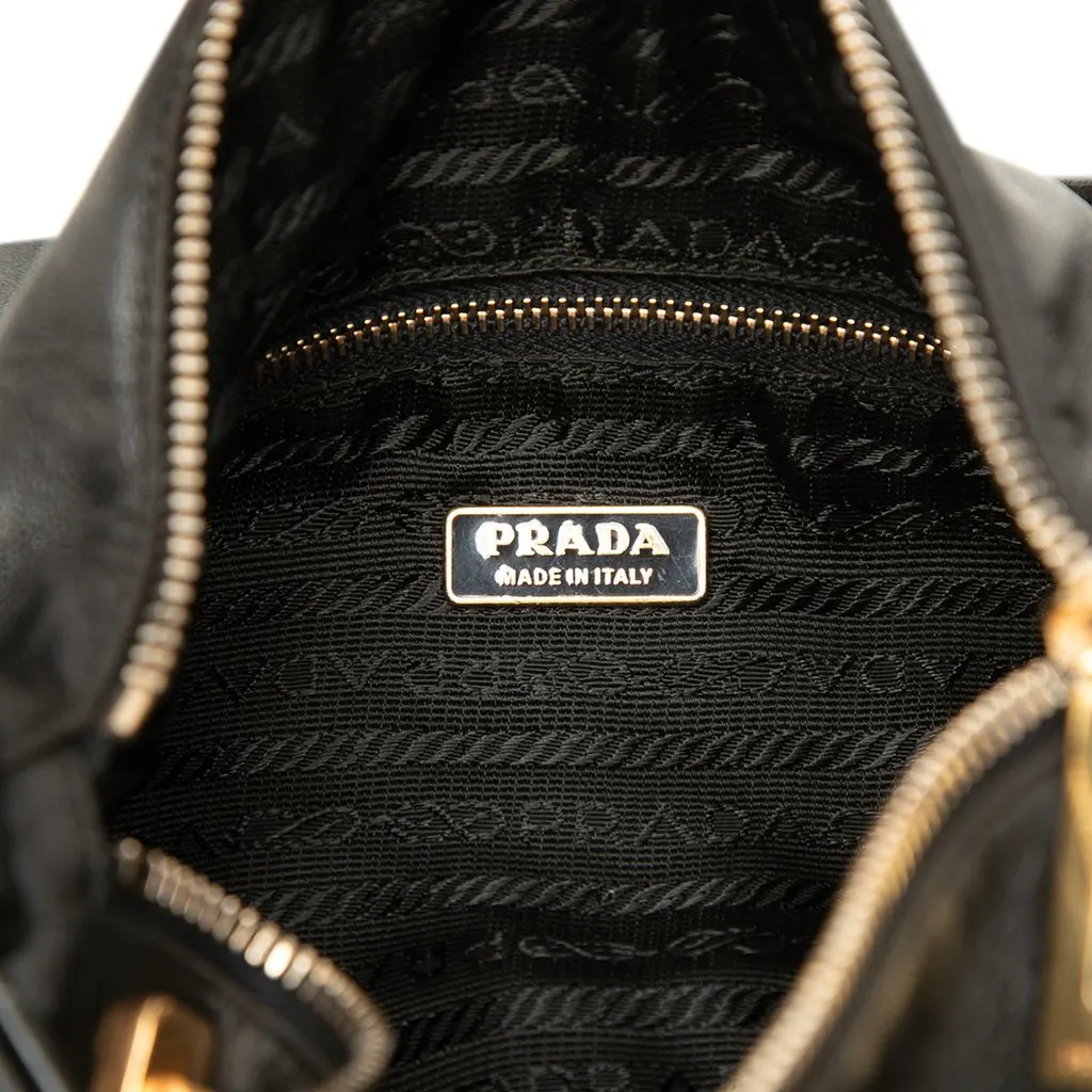 Prada Soft Calf Shoulder Bag Black Leather Very good - Box View