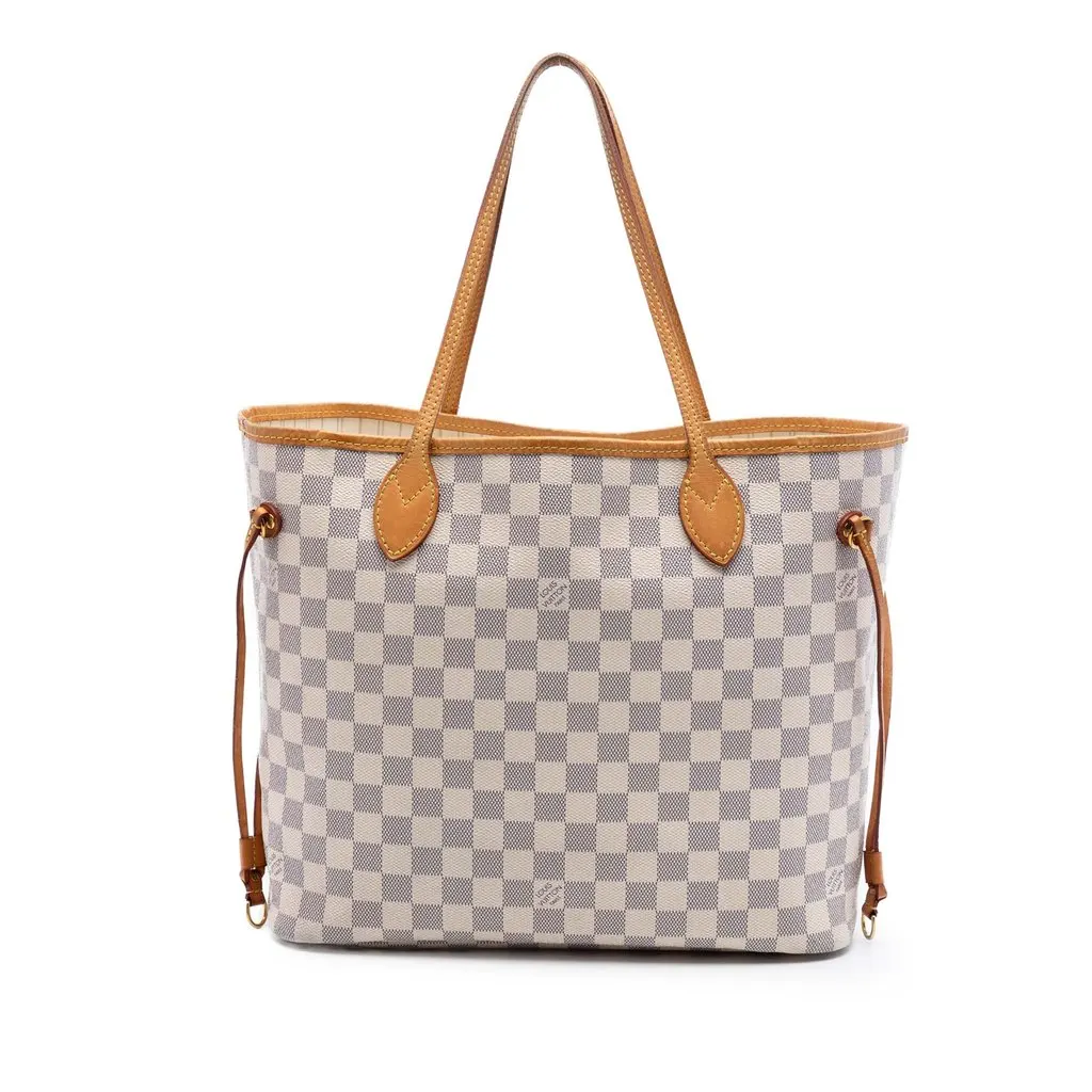Louis Vuitton Damier Azur Neverfull MM White Canvas Very good - Front View