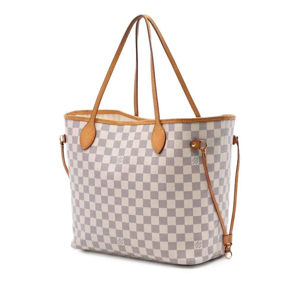 Louis Vuitton Damier Azur Neverfull MM White Canvas Very good - Back View