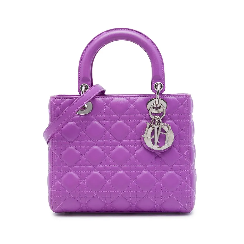 Dior متوسطة جلد الحمل كاناج ليدي ديور