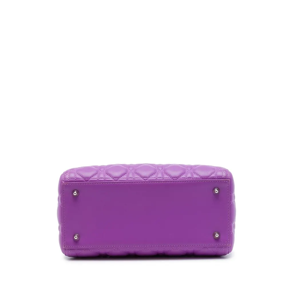 Dior Medium Lambskin Cannage Lady Dior Purple Leather Very good - Inside View