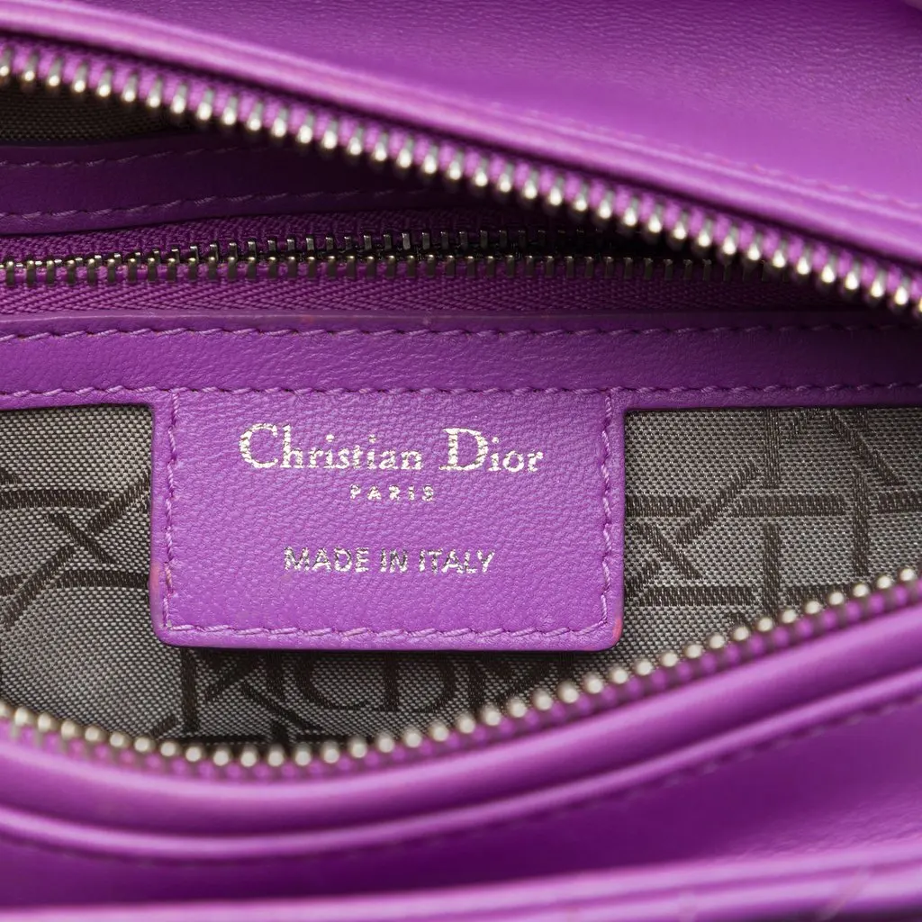 Dior Medium Lambskin Cannage Lady Dior Purple Leather Very good - Box View