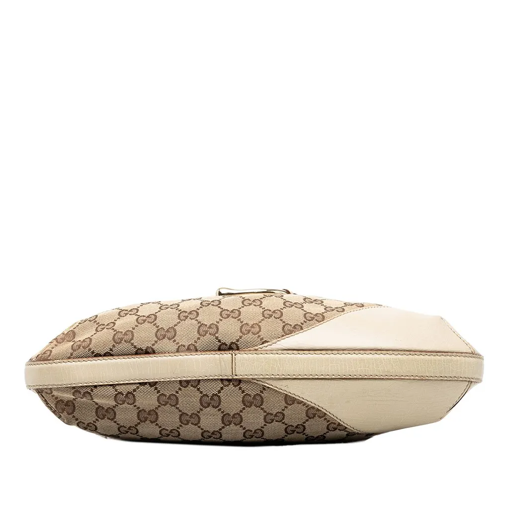 Gucci GG Canvas Hasler Web Shoulder Bag Beige Canvas Good - Inside View