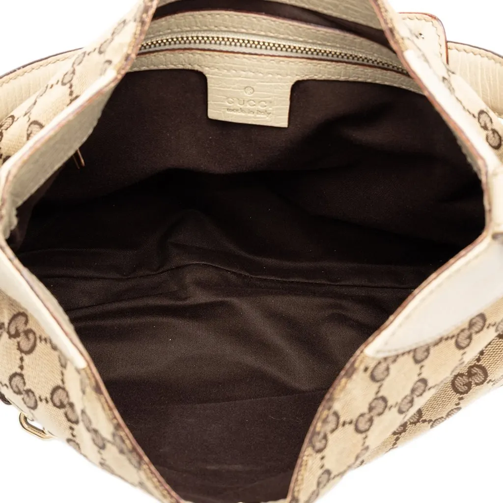Gucci GG Canvas Hasler Web Shoulder Bag Beige Canvas Good - Model View