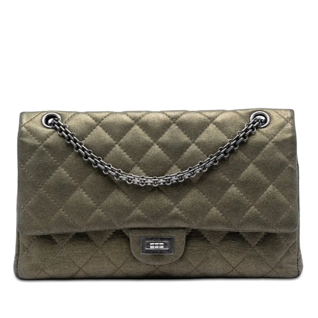 Chanel Quilted Metallic Aged Calfskin Reissue 2.55 Double Flap 226 Brown Leather Very good - Front View