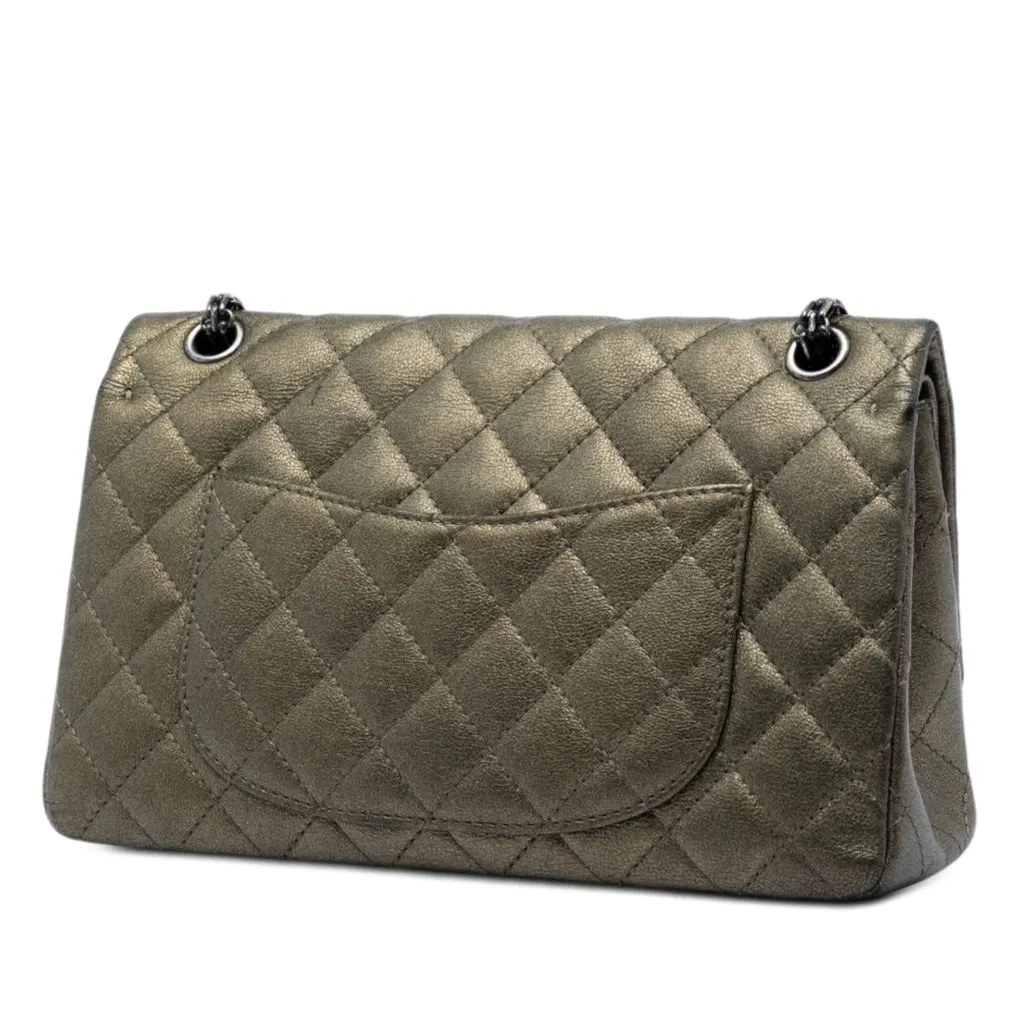 Chanel Quilted Metallic Aged Calfskin Reissue 2.55 Double Flap 226 Brown Leather Very good - Back View
