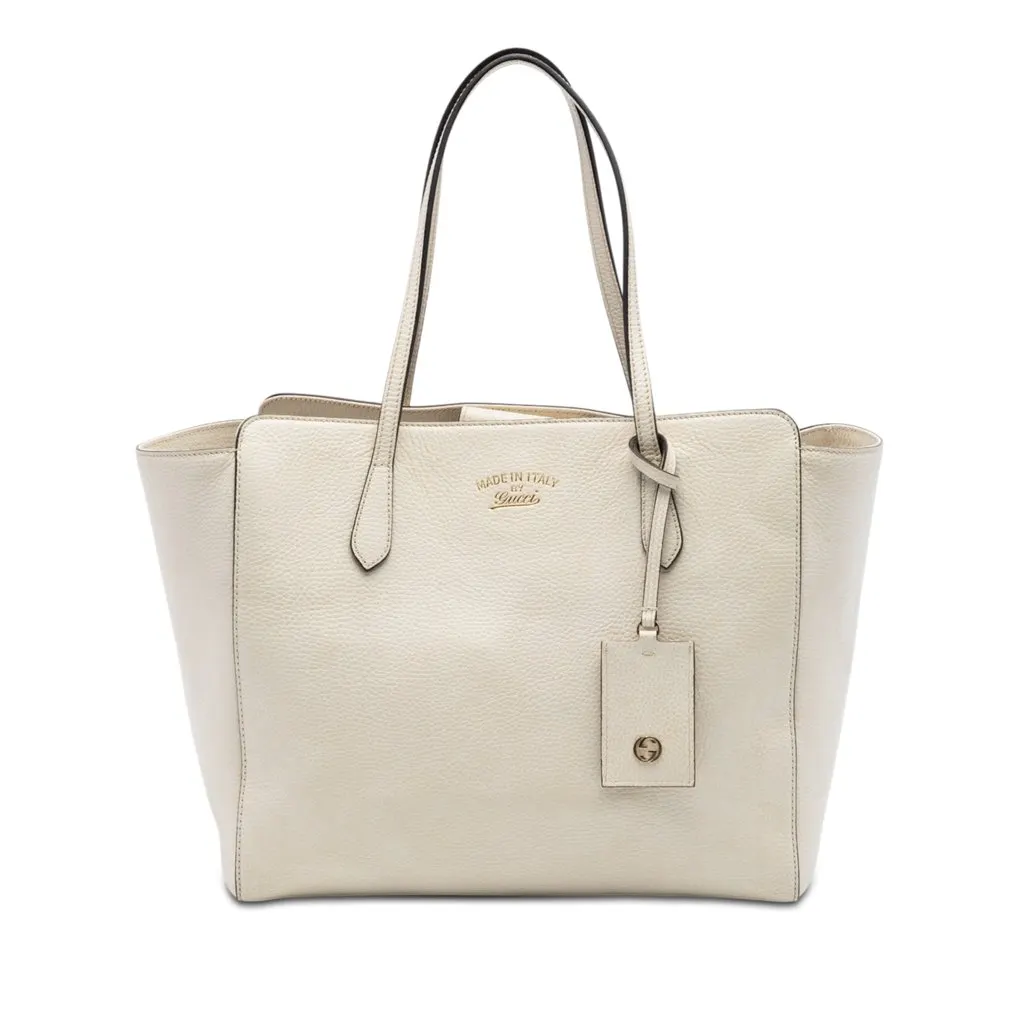 Gucci Medium Leather Swing Tote White Leather Very good - Front View