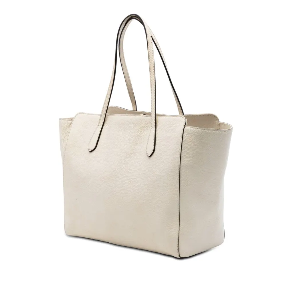 Gucci Medium Leather Swing Tote White Leather Very good - Back View