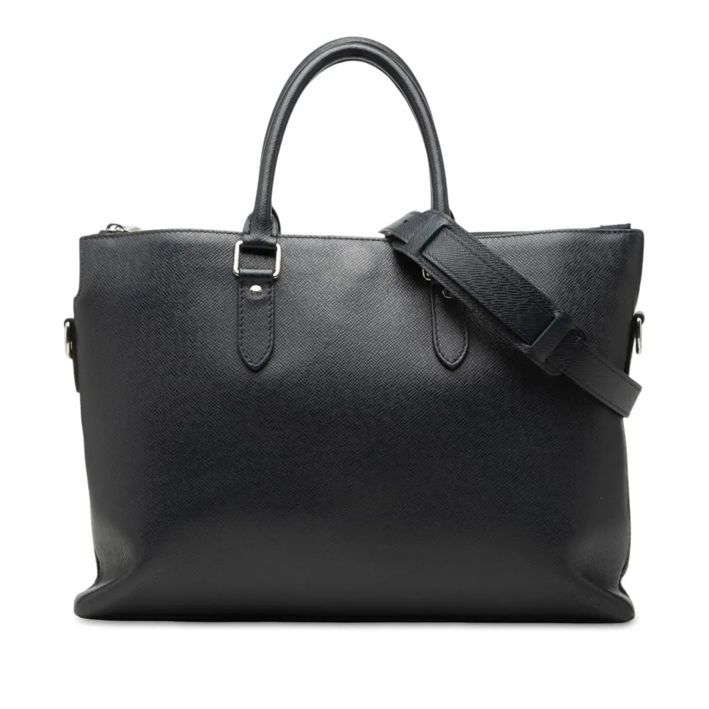 Louis Vuitton Taiga Anton Soft Briefcase Blue Leather Good - Front View