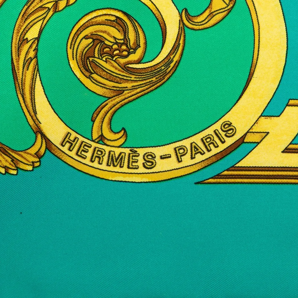 Hermès Les Tuileries Silk Scarf 90 Blue Silk Good - Inside View