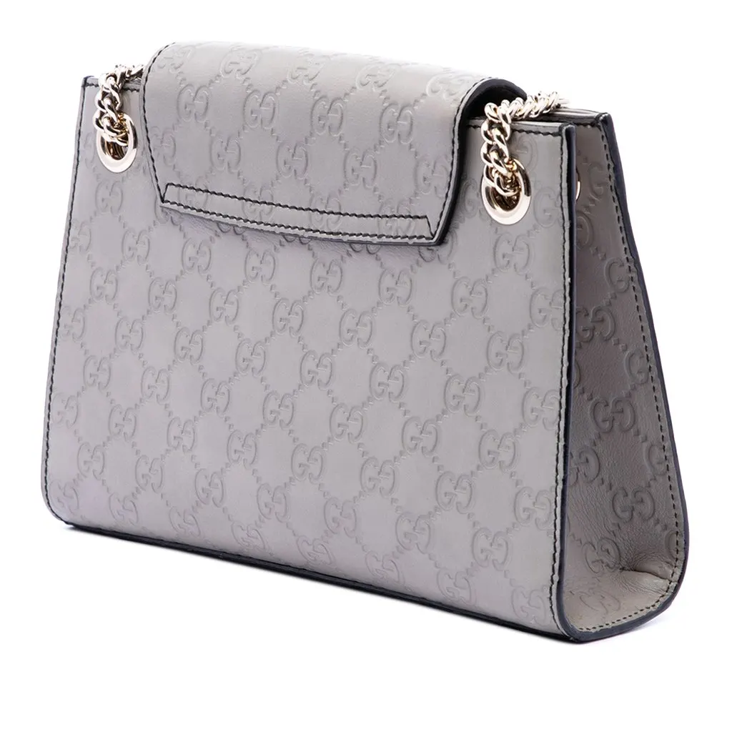 Gucci Small Guccissima Emily Shoulder Bag Grey Leather Very good - Back View