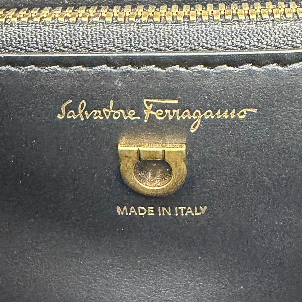 Ferragamo Leather Gancini Joanne Crossbody Black Leather Very good - Box View