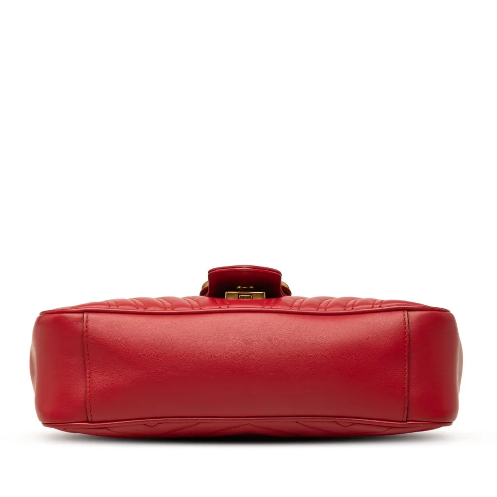 Gucci Medium GG Marmont Matelasse Calfskin Shoulder Bag Red Leather Very good - Inside View