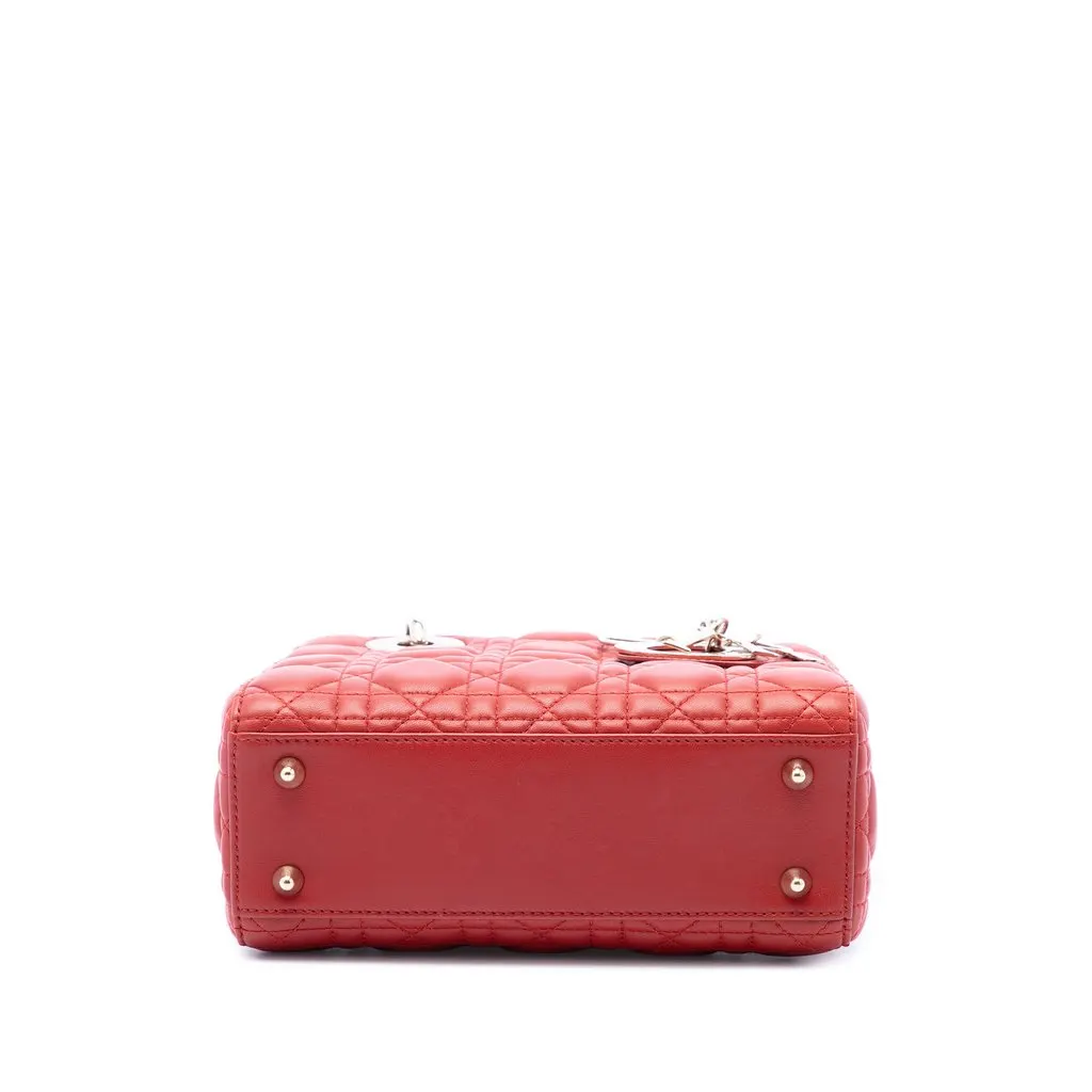 Dior Small Lambskin Cannage MyABCDior Lady Dior Red Leather Very good - Inside View