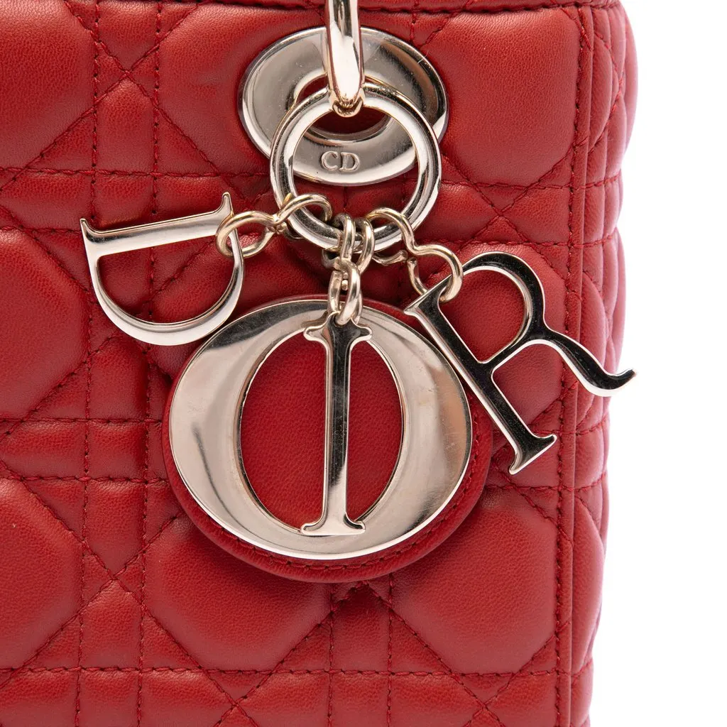 Dior Small Lambskin Cannage MyABCDior Lady Dior Red Leather Very good - Box View