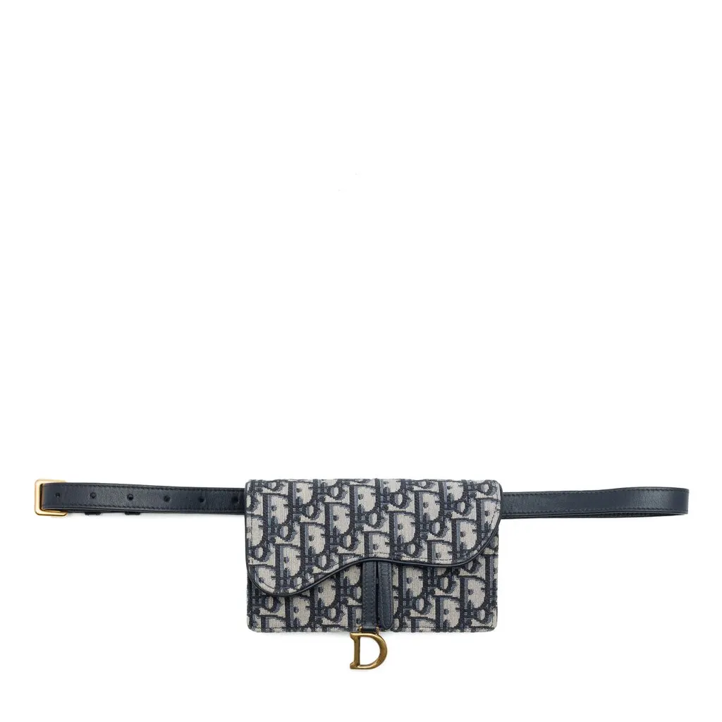 Dior Oblique Canvas Saddle Belt Bag Blue Very good - Front View
