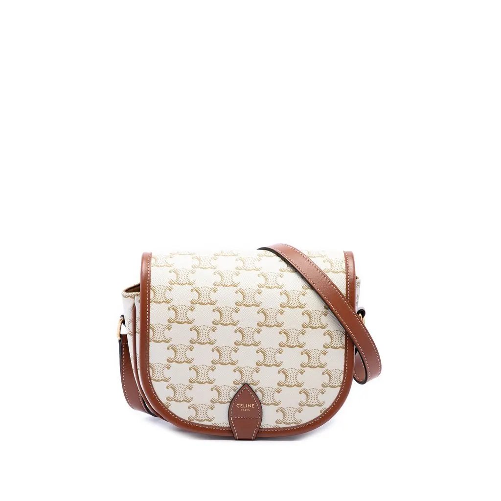 Celine Medium Triomphe Coated Canvas Folco Crossbody