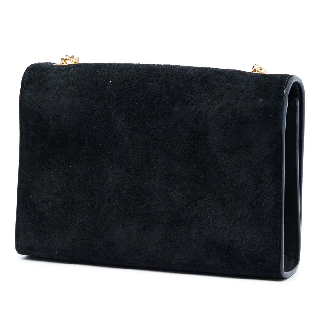 Saint Laurent Small Suede Monogram Kate Tassel Crossbody Black Leather Good - Back View