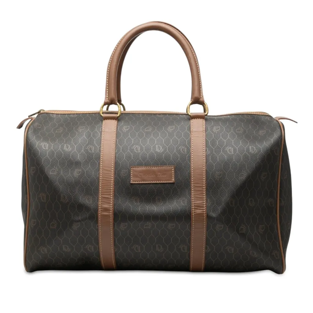 Dior Honeycomb Coated Canvas Boston Bag Black Good - Front View