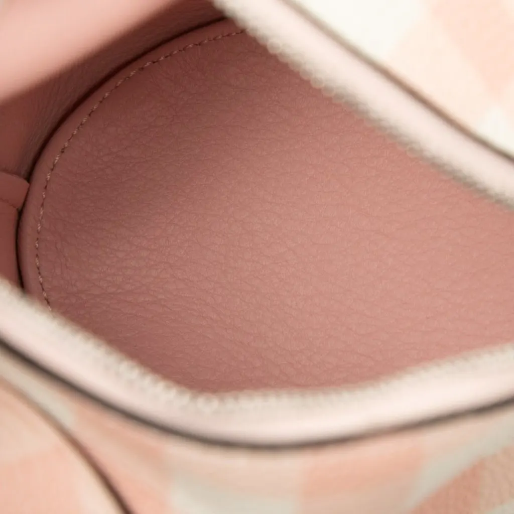 LOEWE Mini Calfskin Shearling Gingham Bunny Crossbody Pink Leather Very good - Model View