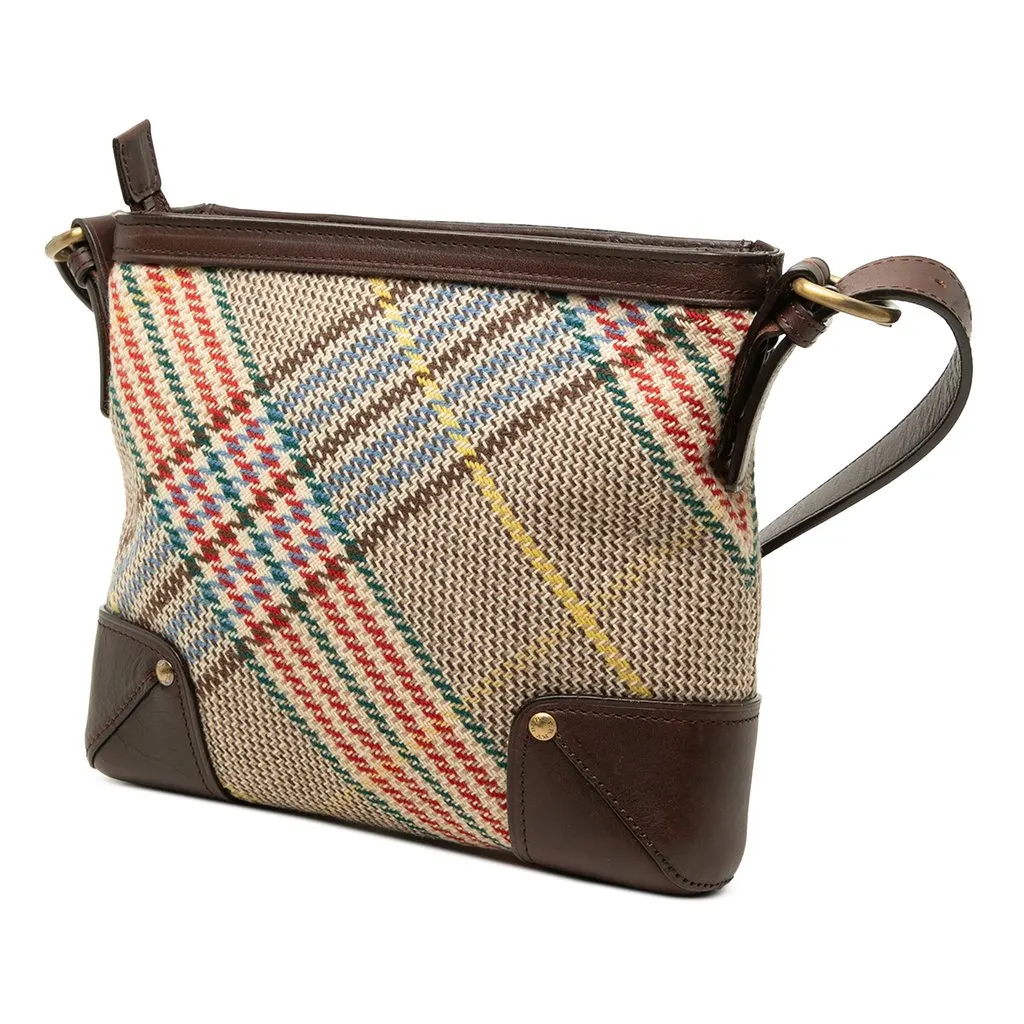 Burberry Nova Check Wool Crossbody Brown Wool Good - Back View