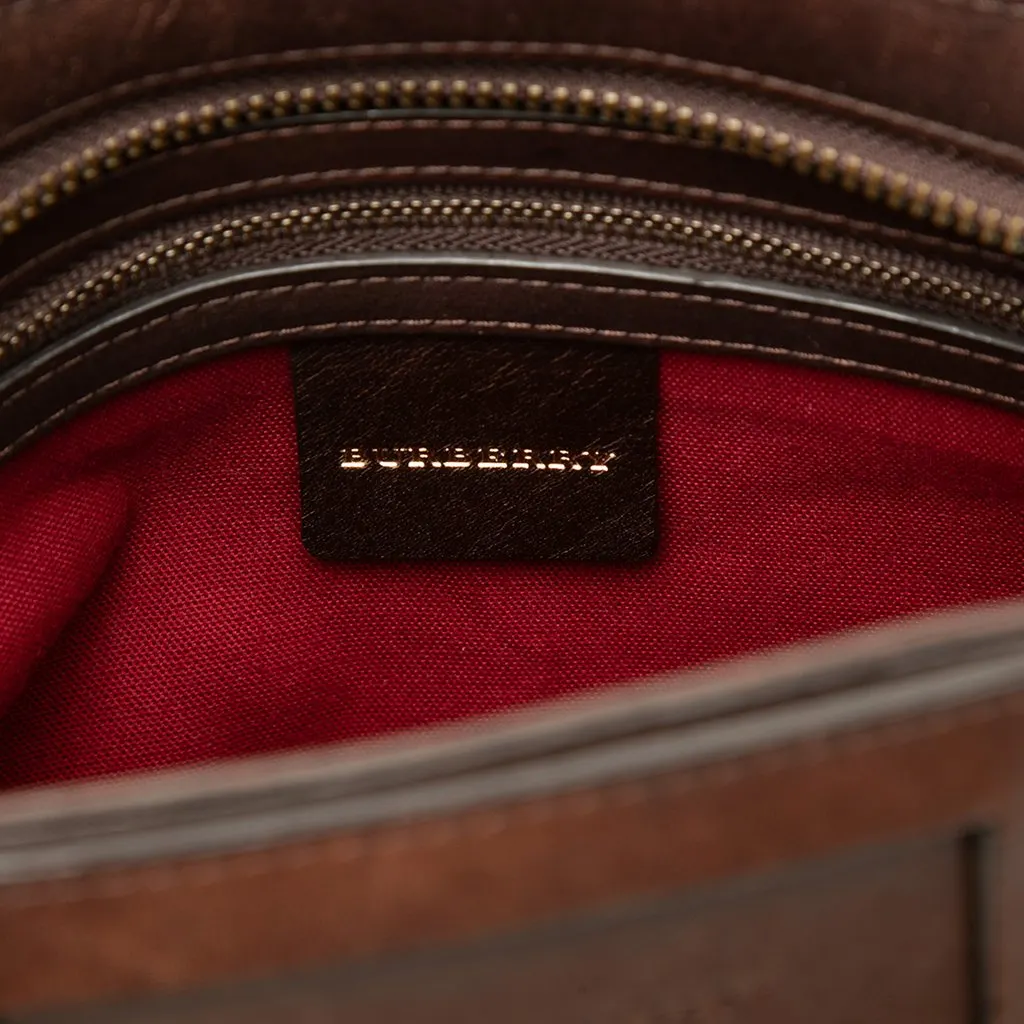 Burberry Nova Check Wool Crossbody Brown Wool Good - Box View