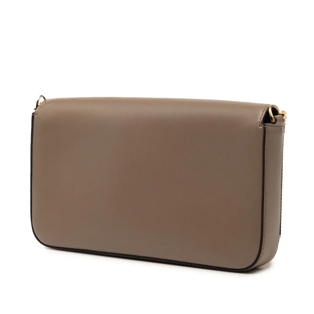 Fendi Smooth Calfskin Vitello Palmellato Wallet on Chain Brown Leather Very good - Back View