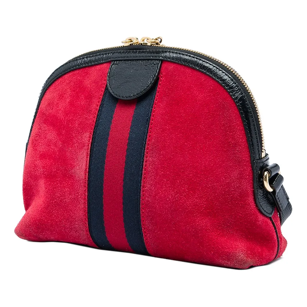 Gucci Small Suede Web Ophidia Dome Crossbody Red Leather Very good - Back View