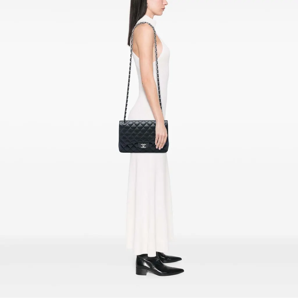 Chanel Jumbo Classic Caviar Double Flap Black Leather Very good - Box View