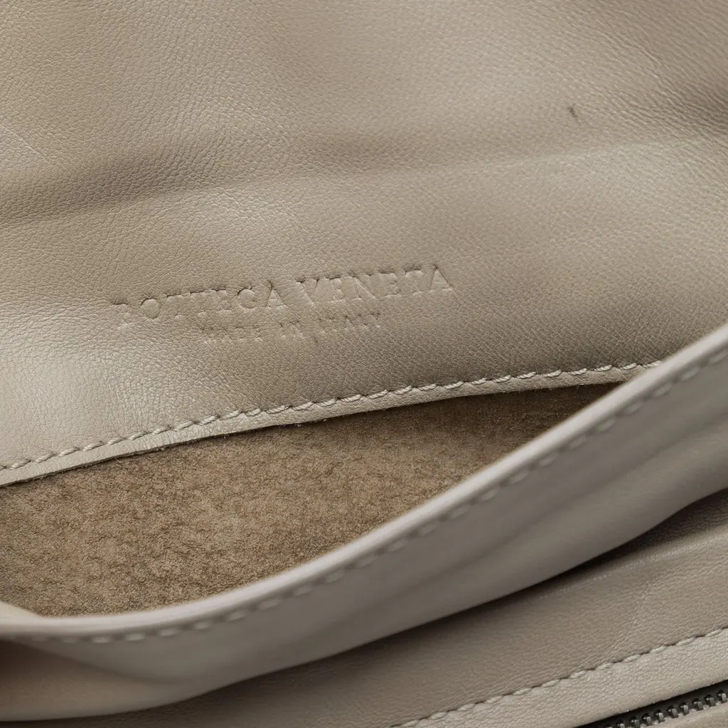 Bottega Veneta Mini Nappa Intrecciato Expandable Chain Flap Crossbody Beige Leather Very good - Box View