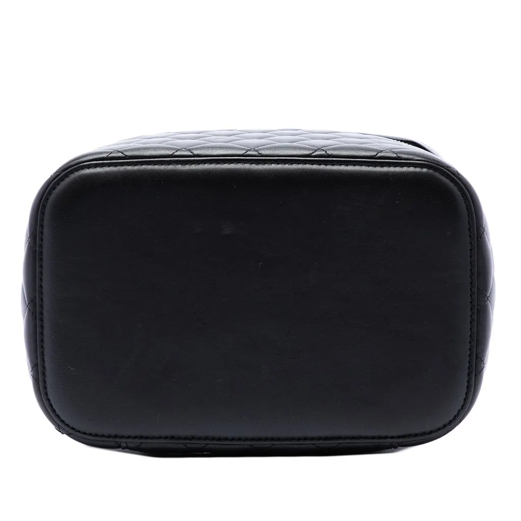 Chanel CC Quilted Lambskin Vanity Top Handle Bag Black Leather Very good - Inside View