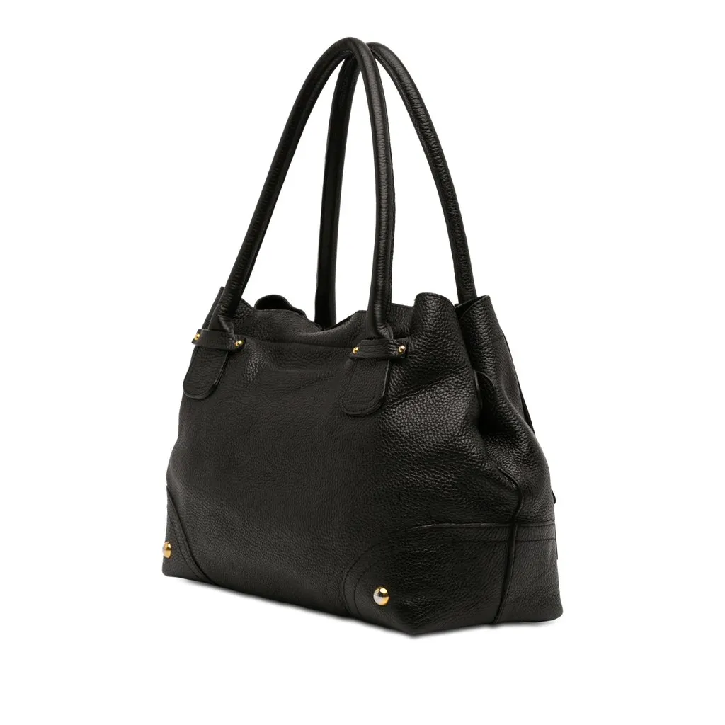 Dolce & Gabbana Pebbled Leather D Ring Tote Black Leather Very good - Back View