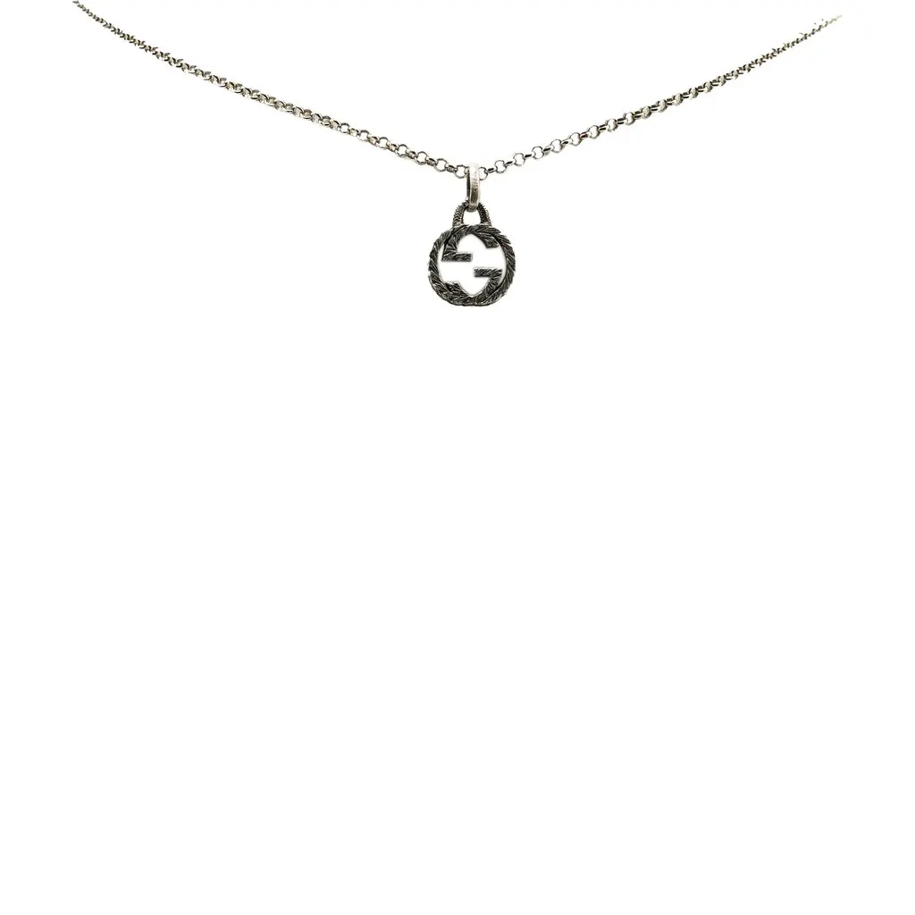 Gucci Sterling Silver Interlocking G Necklace Silver Metal Very good - Front View