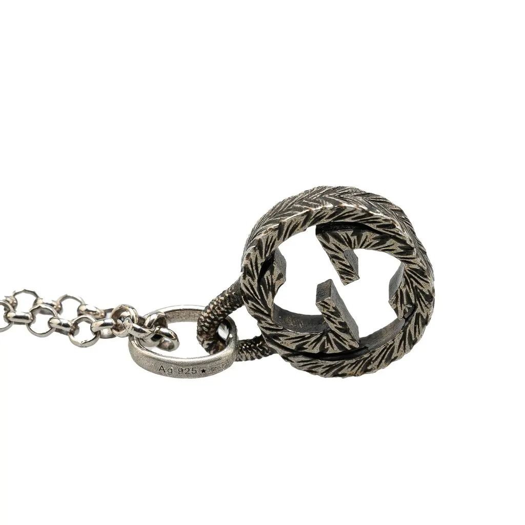 Gucci Sterling Silver Interlocking G Necklace Silver Metal Very good - Back View