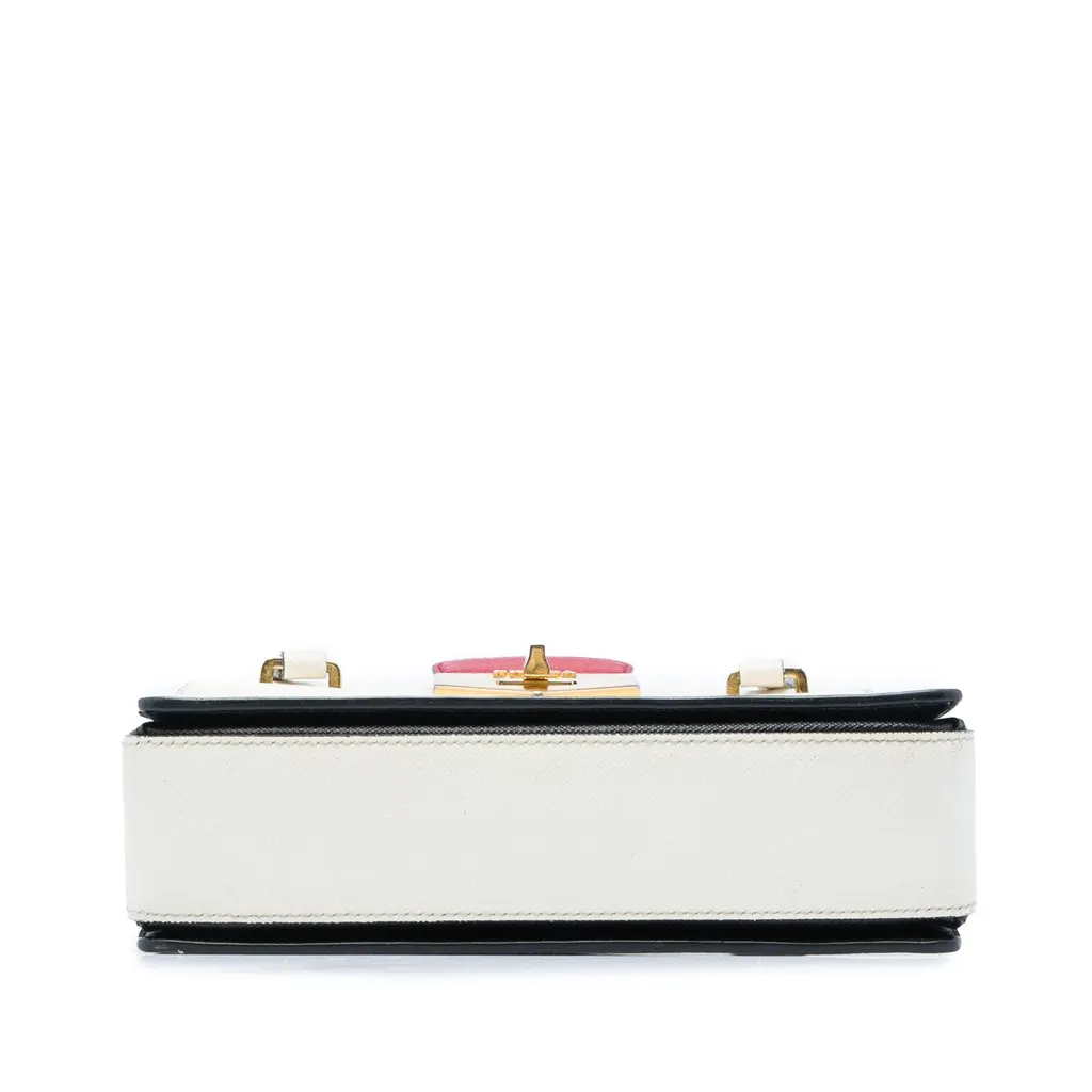 Prada Mini Saffiano Turnlock Handbag White Leather Very good - Inside View