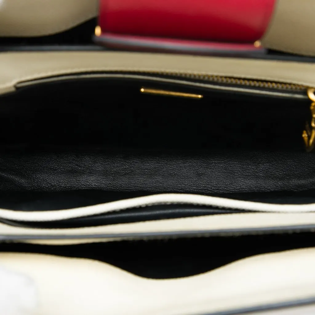 Prada Mini Saffiano Turnlock Handbag White Leather Very good - Model View