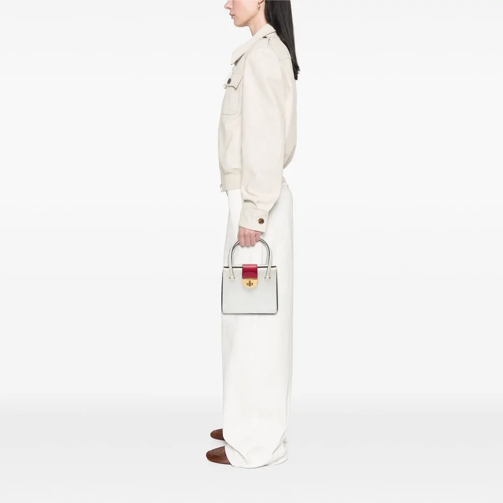Prada Mini Saffiano Turnlock Handbag White Leather Very good - Box View