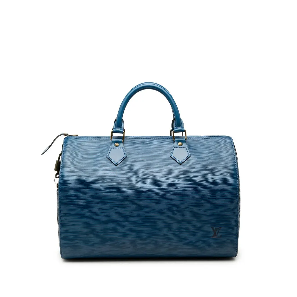 Louis Vuitton Epi Speedy 30 Blue Leather Very good - Front View