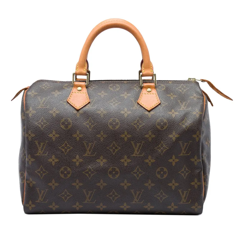 Louis Vuitton Monogram Speedy 30 Brown Canvas Good - Front View